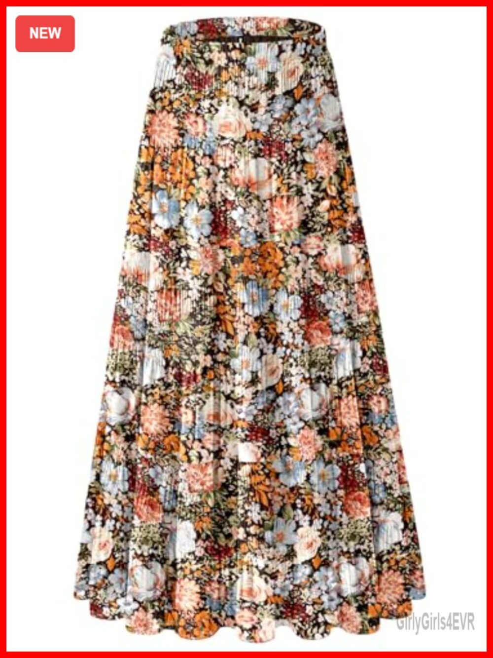 Chiffon Flowy Maxi Skirt Pleated A-Line Elastic Waist Boho Summer Long Skirt